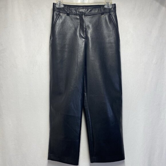 Aritzia Babaton Vegan Leather Command Cropped Pants Women Size 0 Black Mid-Rise - Picture 15 of 15